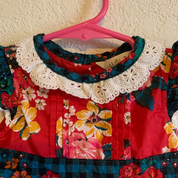 Matilda Jane floral dress size 3-6 months gold buttons on back lined - Picture 2 of 7